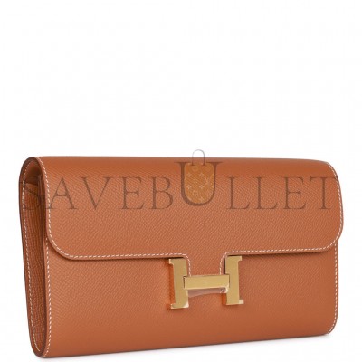 HERMES CONSTANCE WALLET TO GO GOLD EPSOM GOLD HARDWARE (22*11cm)