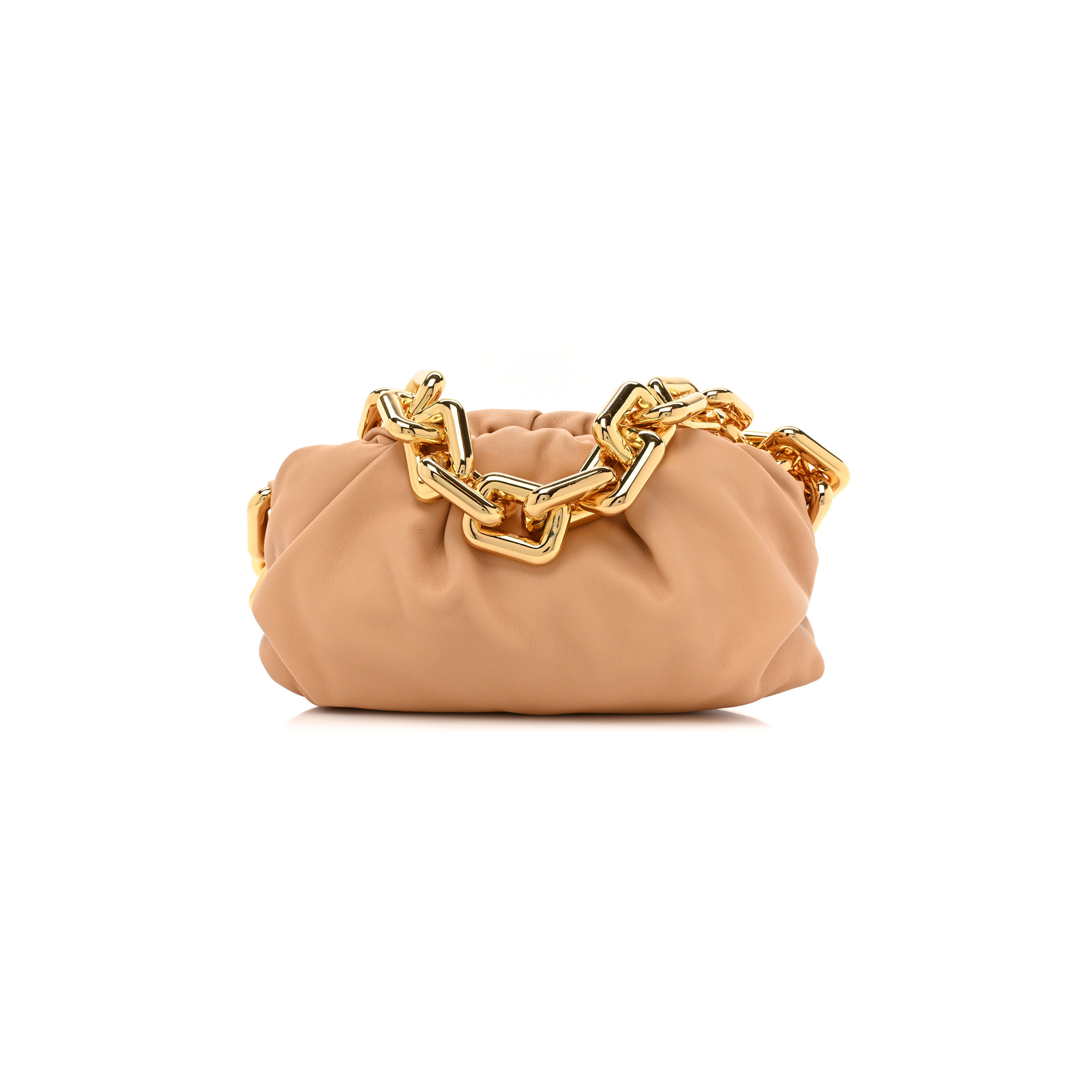 BOTTEGA VENETA CALFSKIN TEEN CHAIN POUCH ALMOND (25*13*10cm) BOTTEGA VENETA CALFSKIN TEEN CHAIN POUCH ALMOND (25*13*10cm)