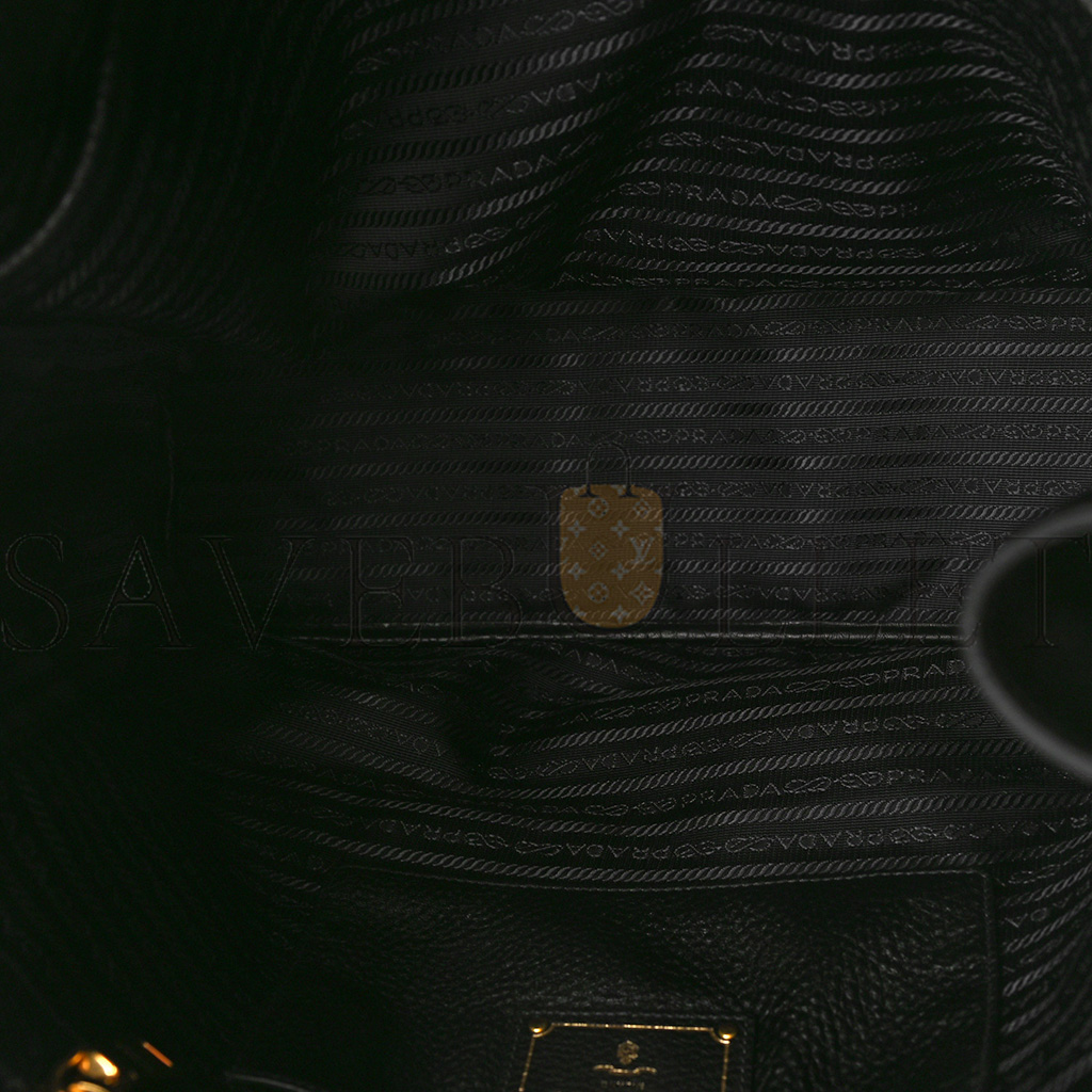 PRADA VITELLO DAINO SIDE ZIP TOTE BLACK (36*30*13cm) PRADA VITELLO DAINO SIDE ZIP TOTE BLACK (36*30*13cm)