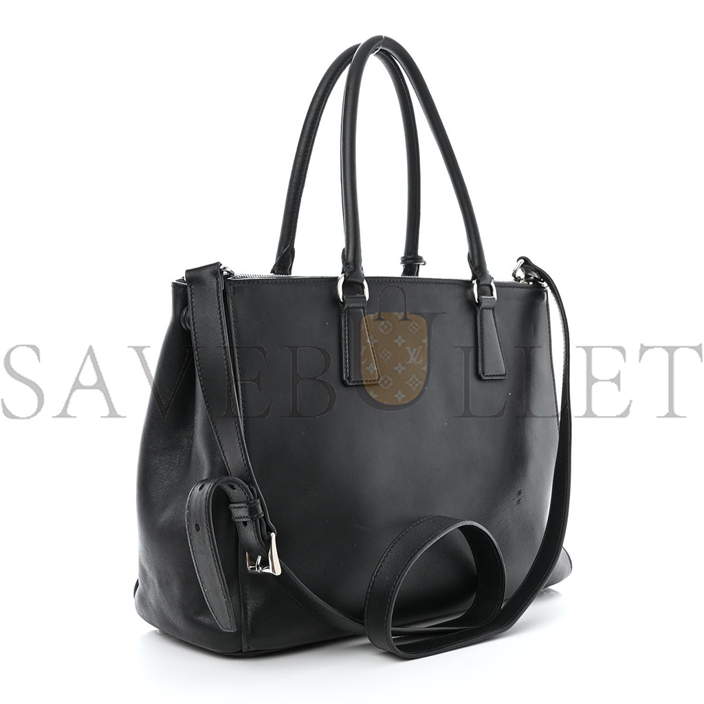 PRADA SOFT CALFSKIN GALLERIA DOUBLE ZIP TOTE BLACK (34*25*15cm) PRADA SOFT CALFSKIN GALLERIA DOUBLE ZIP TOTE BLACK (34*25*15cm)