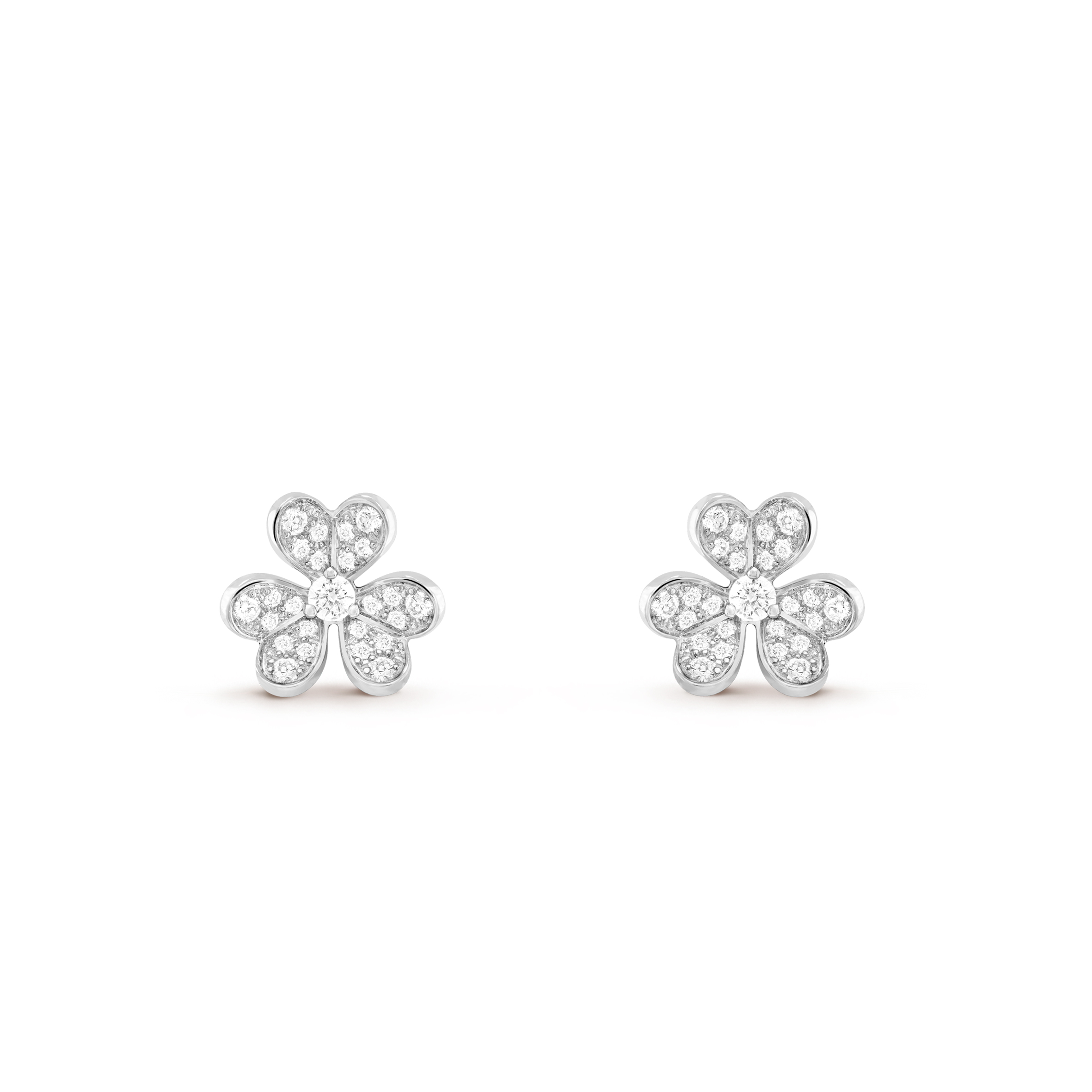 VAN CLEEF ARPELS FRIVOLE EARRINGS, MINI MODEL - WHITE GOLD, DIAMOND  VCARP3W100