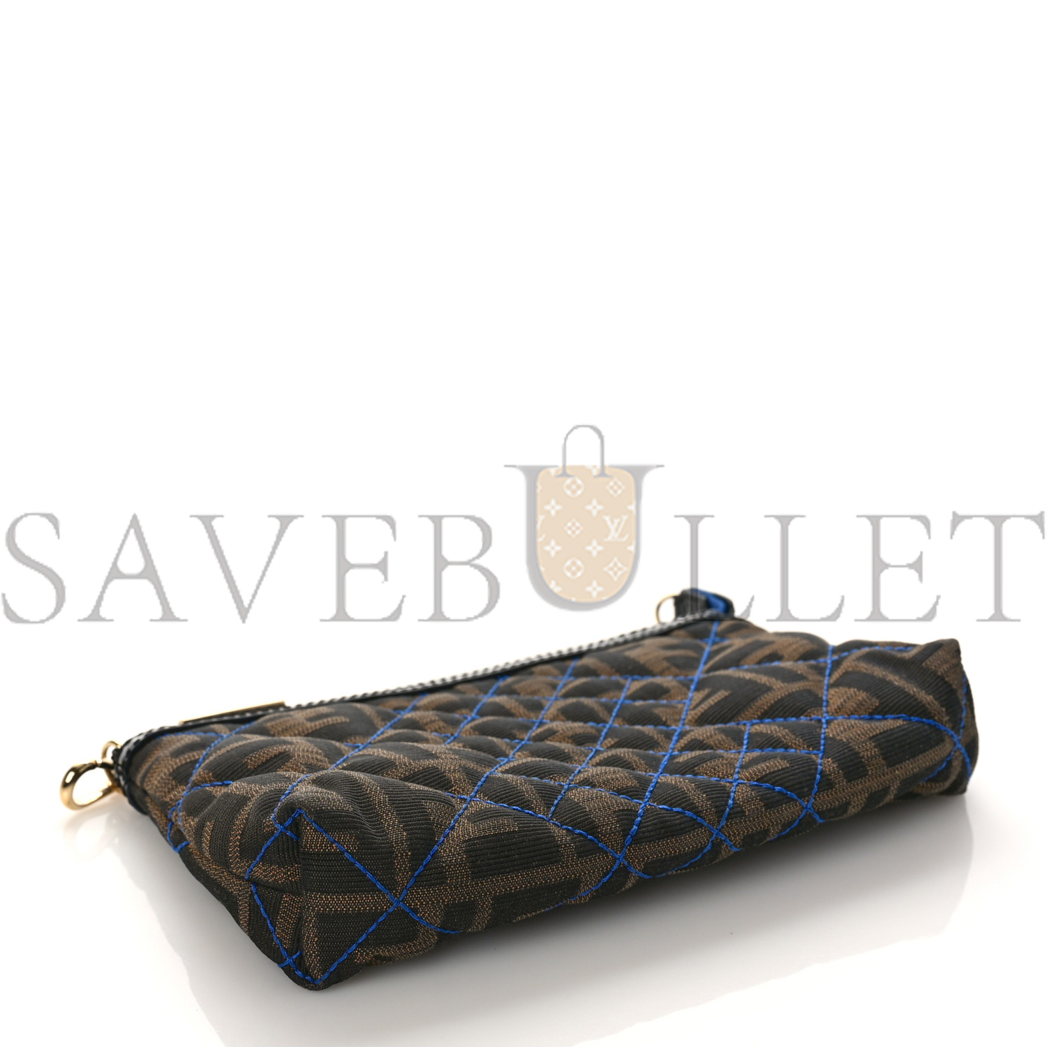 FENDI ZUCCA QUILTED POCHETTE TOBACCO BLUE (20*11*4cm)