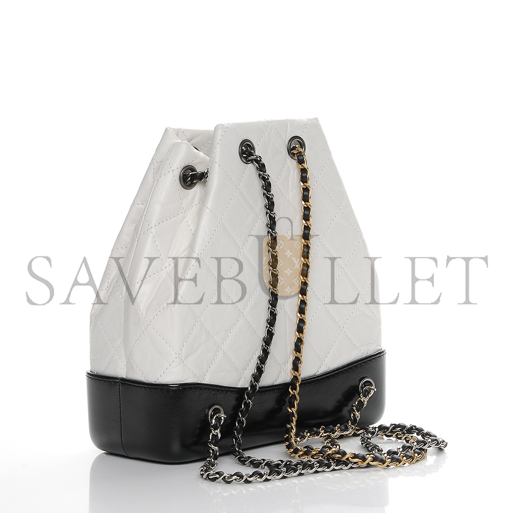 CHANEL MASTER AGED CALFSKIN QUILTED SMALL GABRIELLE BACKPACK BLACK WHITE A94885 (23*22.5*10.5cm) 