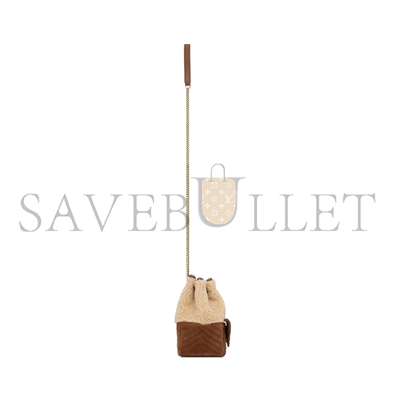 YSL JOE MINI SHEARLING & SUEDE BUCKET BAG 70163129XA79587 (19*13*13cm)