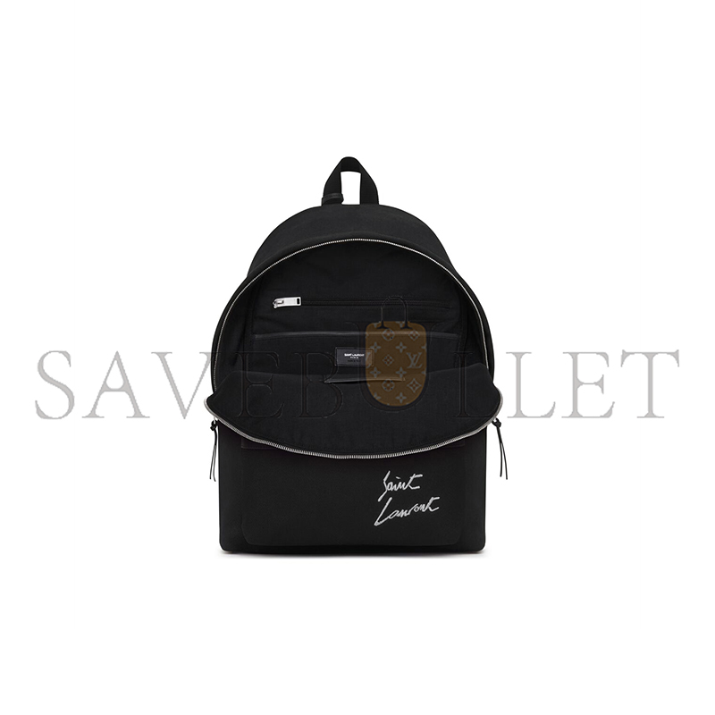 YSL SAINT LAURENT EMBROIDERED CITY BACKPACK IN CANVAS 534968FAAVV1070 (31*41*22cm)