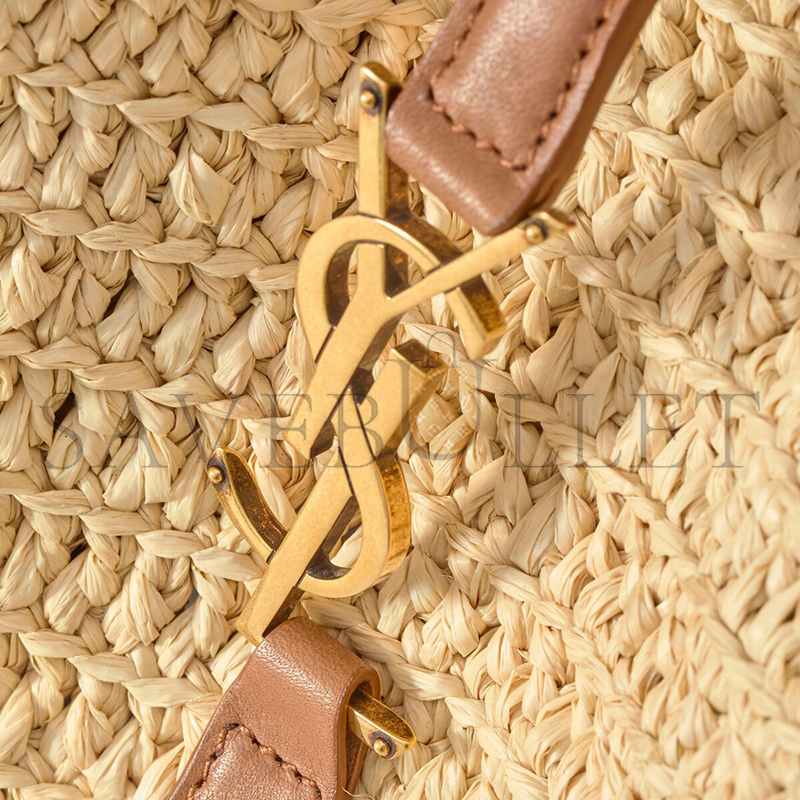 YSL LE 5 À 7 SUPPLE SMALL IN RAFFIA AND LEATHER 823812GAAEZ2791 (22*22*9cm)