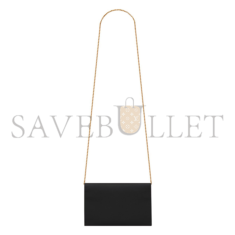YSL UPTOWN CHAIN WALLET IN GRAIN DE POUDRE EMBOSSED LEATHER 6077881GF0J1000 (19*12*3cm)