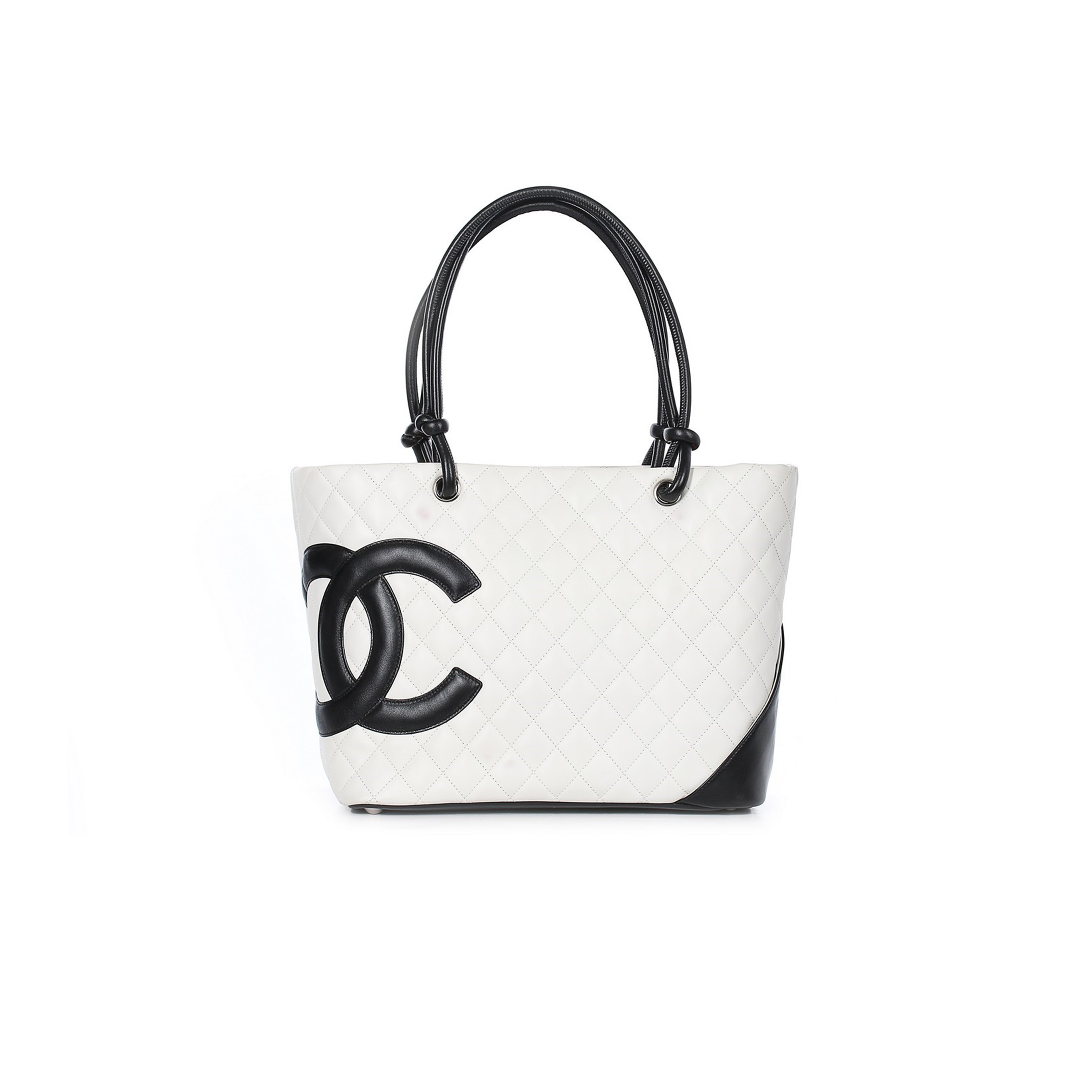 CHANEL WHITE CAMBON LIGNE QUILTED TOTE  (30*25*13cm)