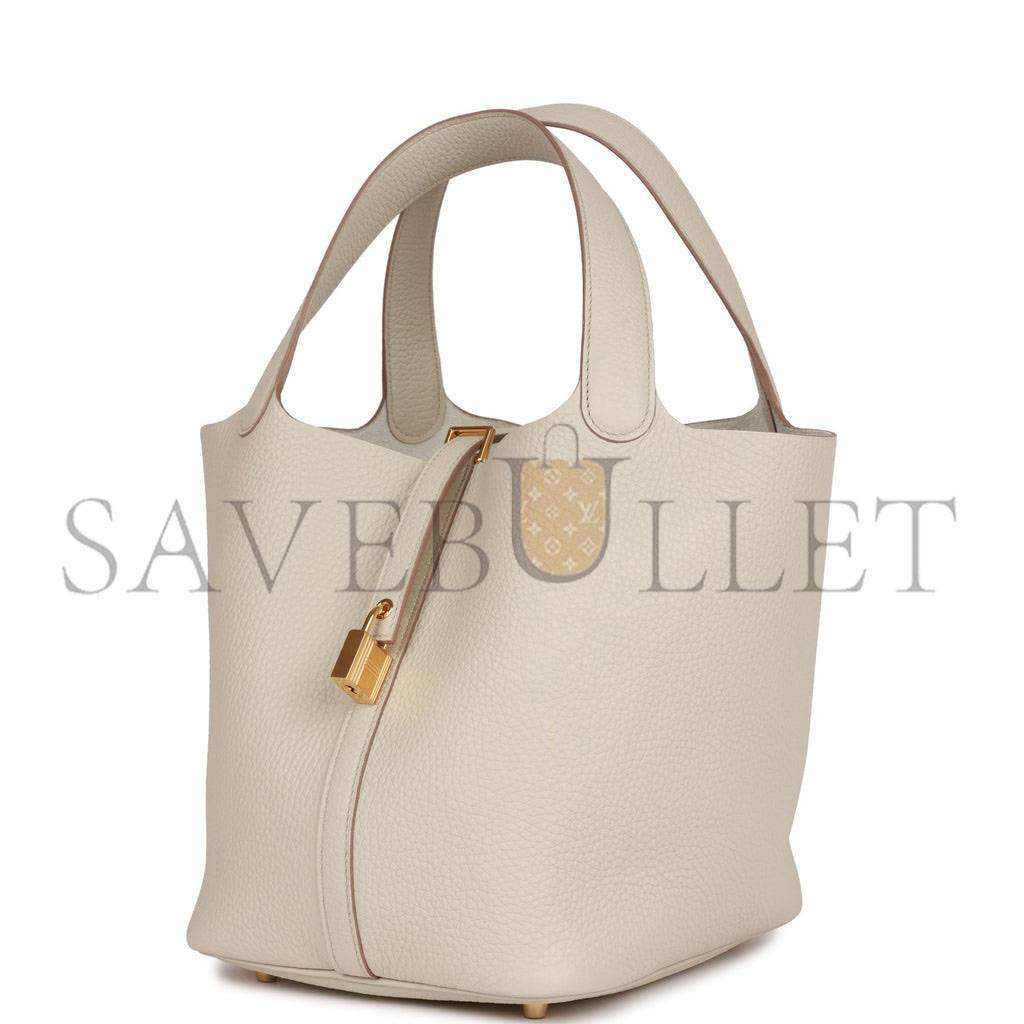 HERMES PICOTIN LOCK 22 BETON CLEMENCE GOLD HARDWARE (22*21*18cm) HERMES PICOTIN LOCK 22 BETON CLEMENCE GOLD HARDWARE (22*21*18cm)