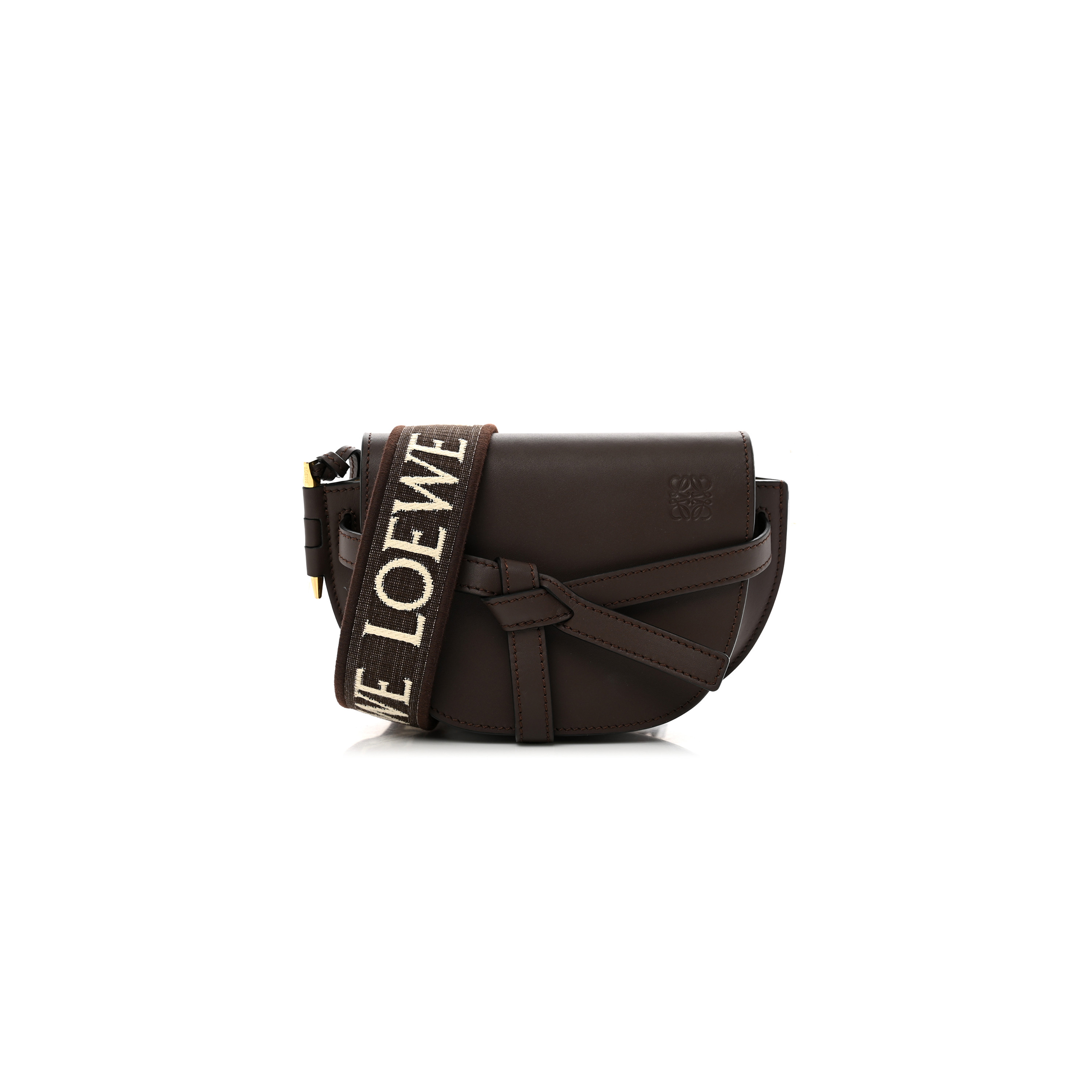 LOEWE CALFSKIN JACQUARD MINI GATE DUAL BAG CHOCOLATE (20*13*10cm) LOEWE CALFSKIN JACQUARD MINI GATE DUAL BAG CHOCOLATE (20*13*10cm)