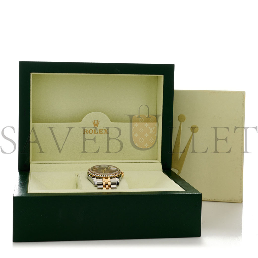 ROLEX STAINLESS STEEL 18K YELLOW GOLD DIAMOND BLACK MOTHER OF PEARL 36MM OYSTER PERPETUAL DATEJUST WATCH 116243 ROLEX STAINLESS STEEL 18K YELLOW GOLD DIAMOND BLACK MOTHER OF PEARL 36MM OYSTER PERPETUAL DATEJUST WATCH 116243