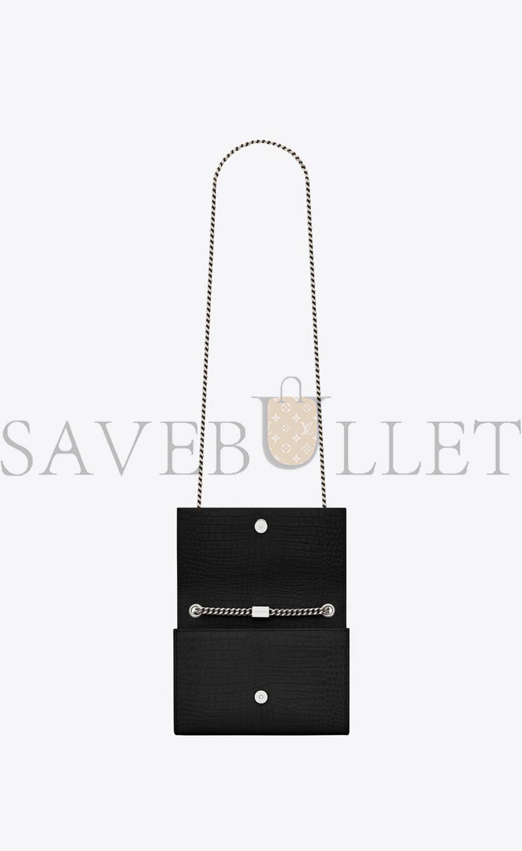 YSL KATE SMALL CHAIN BAG WITH TASSEL IN CROCODILE-EMBOSSED SHINY LEATHER 474366DND0N1000 (20*12.5*5cm) YSL KATE SMALL CHAIN BAG WITH TASSEL IN CROCODILE-EMBOSSED SHINY LEATHER 474366DND0N1000 (20*12.5*5cm)