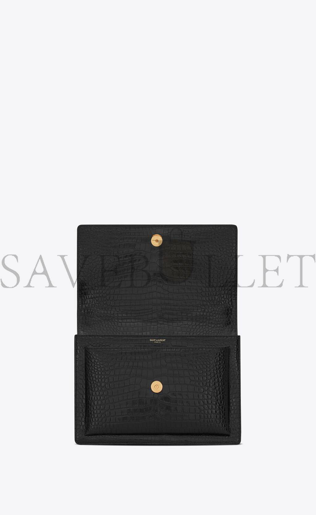 YSL SUNSET LARGE CHAIN BAG IN CROCODILE-EMBOSSED SHINY LEATHER 498779DND0J1000 (27*18*8cm) YSL SUNSET LARGE CHAIN BAG IN CROCODILE-EMBOSSED SHINY LEATHER 498779DND0J1000 (27*18*8cm)
