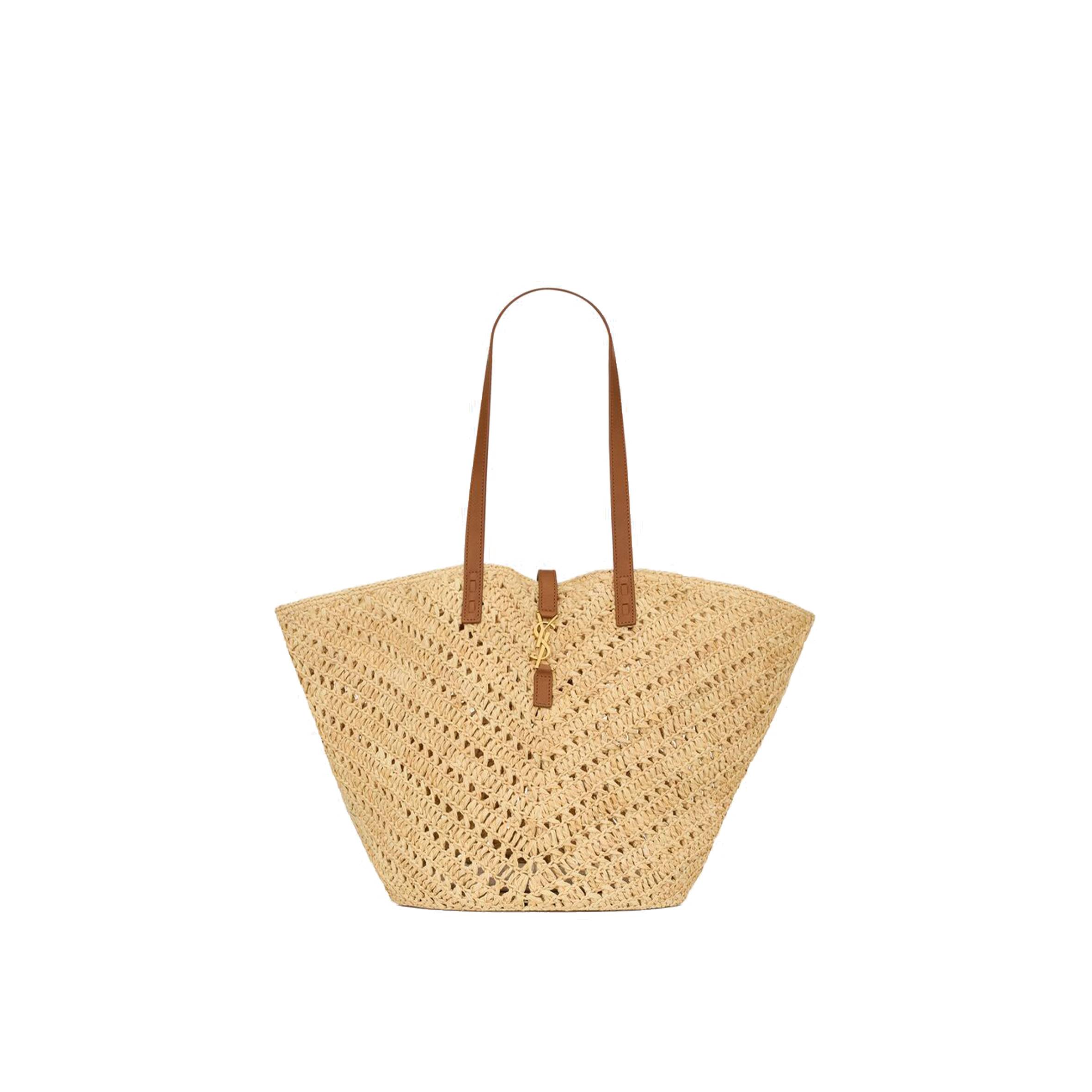 YSL PANIER MEDIUM IN RAFFIA AND VEGETABLE-TANNED LEATHER 740375GAADJ2080 (44*21*20cm) YSL PANIER MEDIUM IN RAFFIA AND VEGETABLE-TANNED LEATHER 740375GAADJ2080 (44*21*20cm)