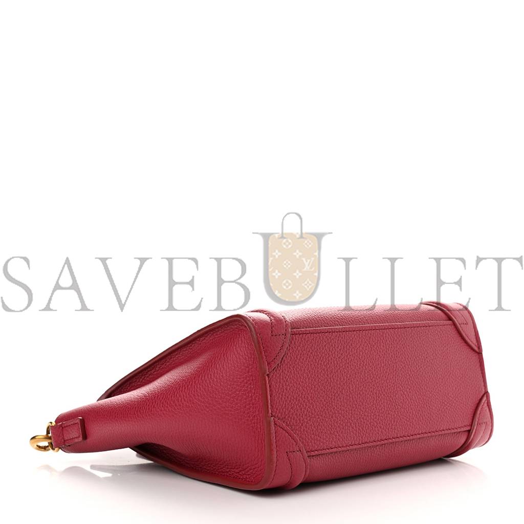 CELINE DRUMMED CALFSKIN NANO LUGGAGE RASBERRY (20*20*10cm) CELINE DRUMMED CALFSKIN NANO LUGGAGE RASBERRY (20*20*10cm)