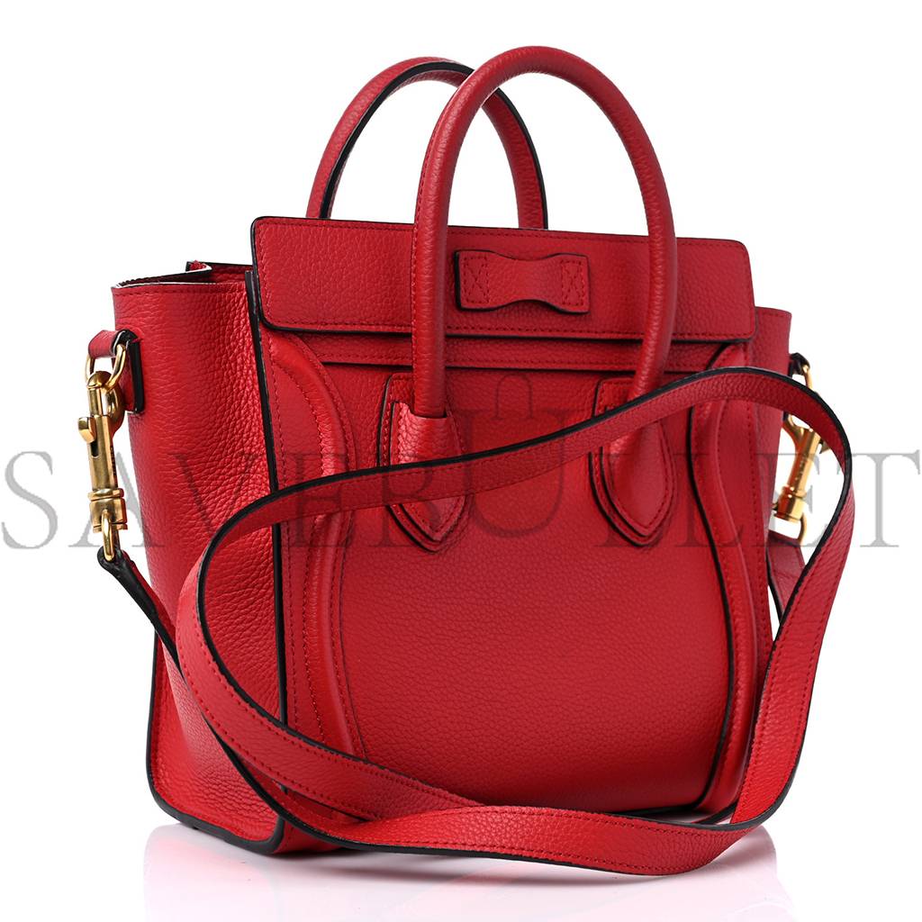 CELINE DRUMMED CALFSKIN NANO LUGGAGE RED (19*19*10cm) CELINE DRUMMED CALFSKIN NANO LUGGAGE RED (19*19*10cm)