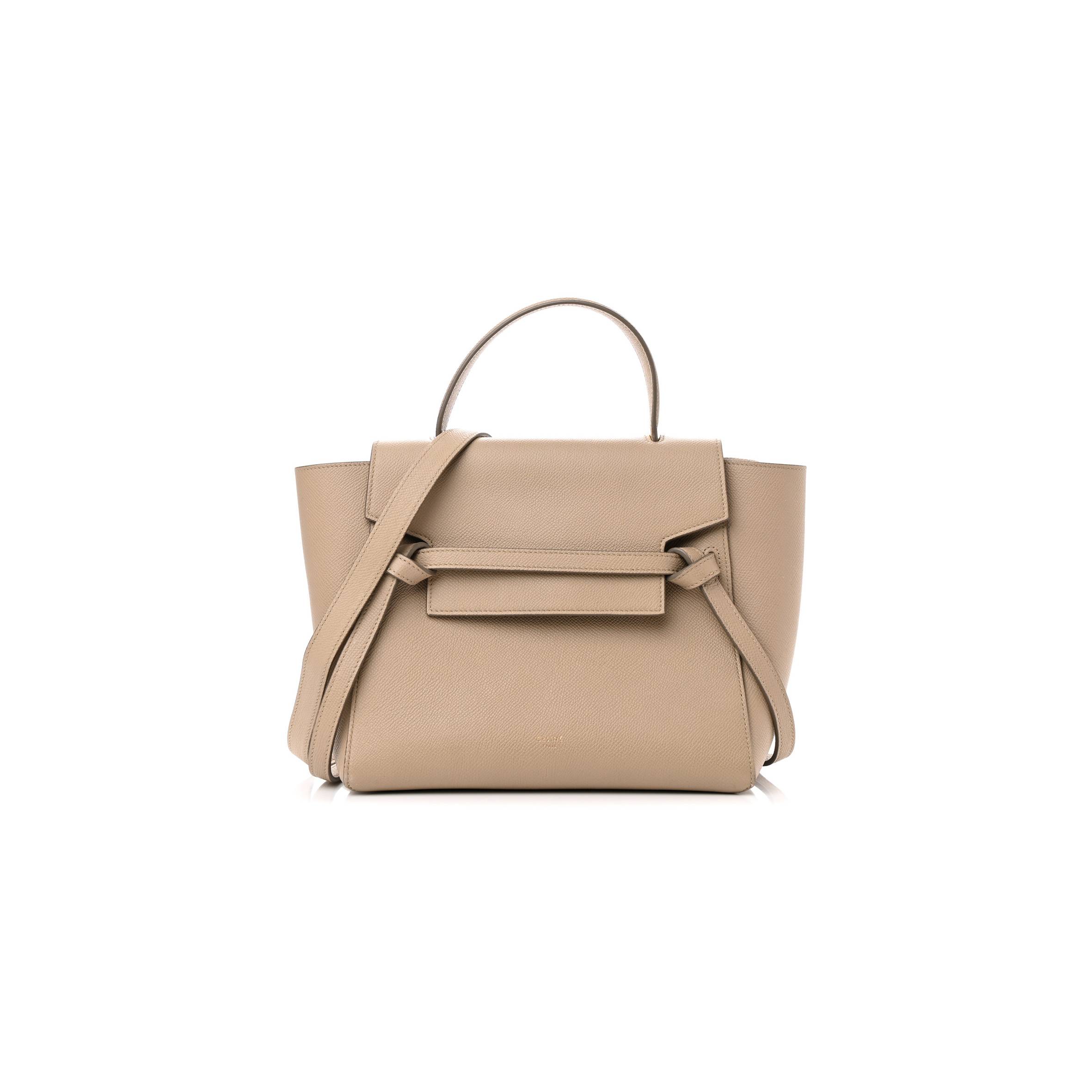 CELINE GRAINED CALFSKIN MICRO BELT BAG LIGHT TAUPE (23*22*13cm)