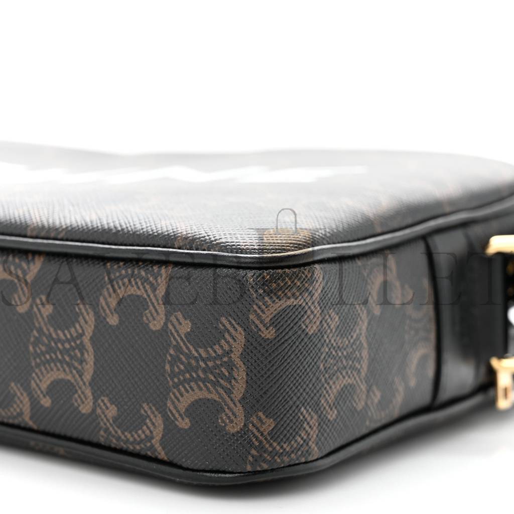 CELINE TRIOMPHE CANVAS MEDIUM MESSENGER BAG BLACK (23*15*5cm) CELINE TRIOMPHE CANVAS MEDIUM MESSENGER BAG BLACK (23*15*5cm)