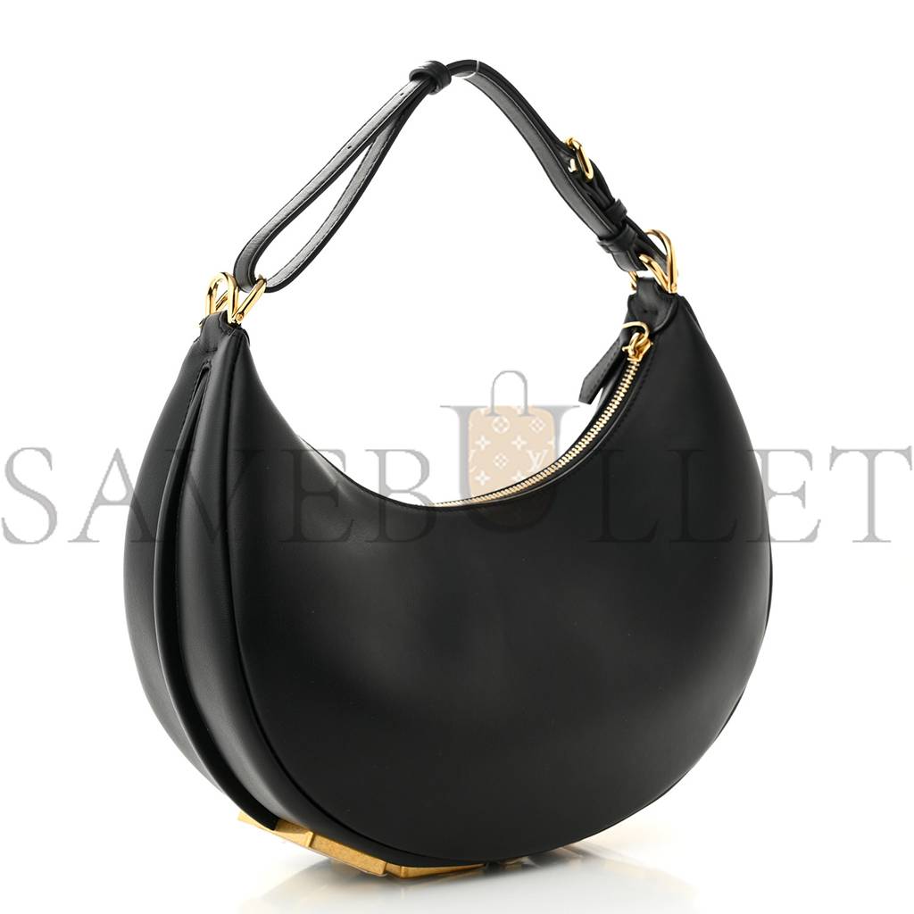 FENDI VITELLO GRACE MATTE SMALL FENDIGRAPHY HOBO BAG BLACK (28*24*9cm)